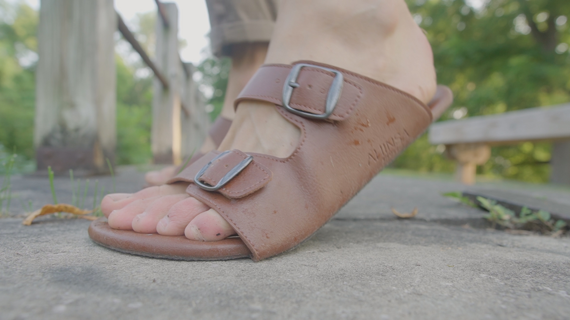 Ahinsa Slip On Barefoot Sandals Review Flex Standing Concrete